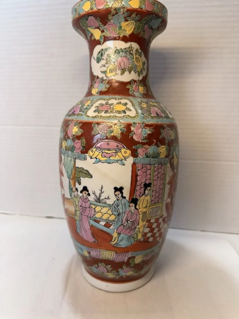 Vintage Chinese FamilleRose Style Decorative Porcelain Vase15”Hand Paintedfloral